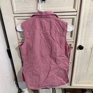 Talbots Red Checkered Sleeveless Blouse